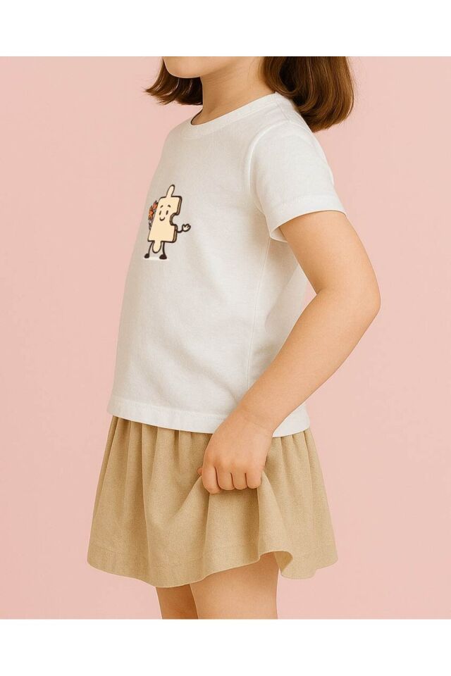 Tişört Unisex Çocuk (Yapboz) Kiz Beyaz - 10-11 Yaş