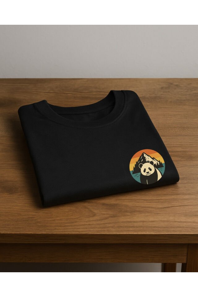 Tişört Unisex (Dağ Panda) Kadin Si̇yah - 2XL