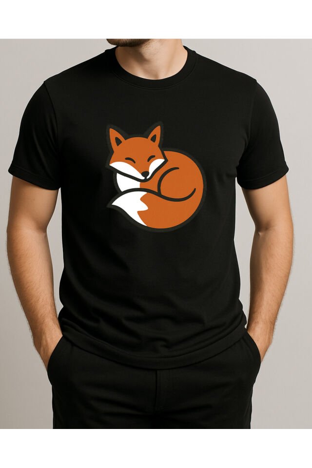 Tişört Unisex (Tilki) Erkek Si̇yah - 2XL