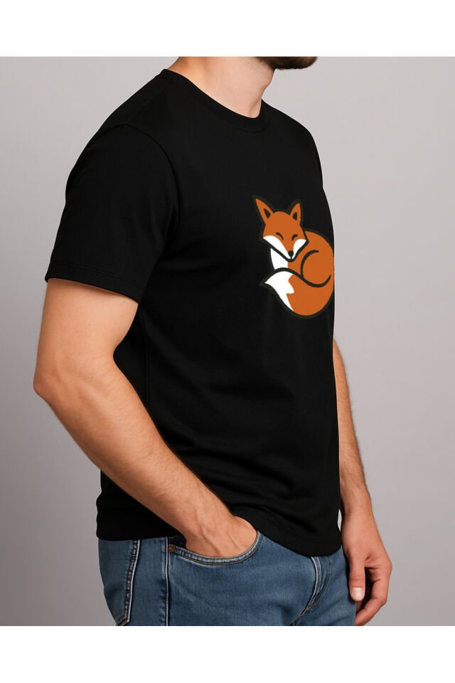 Tişört Unisex (Tilki) Erkek Si̇yah - L