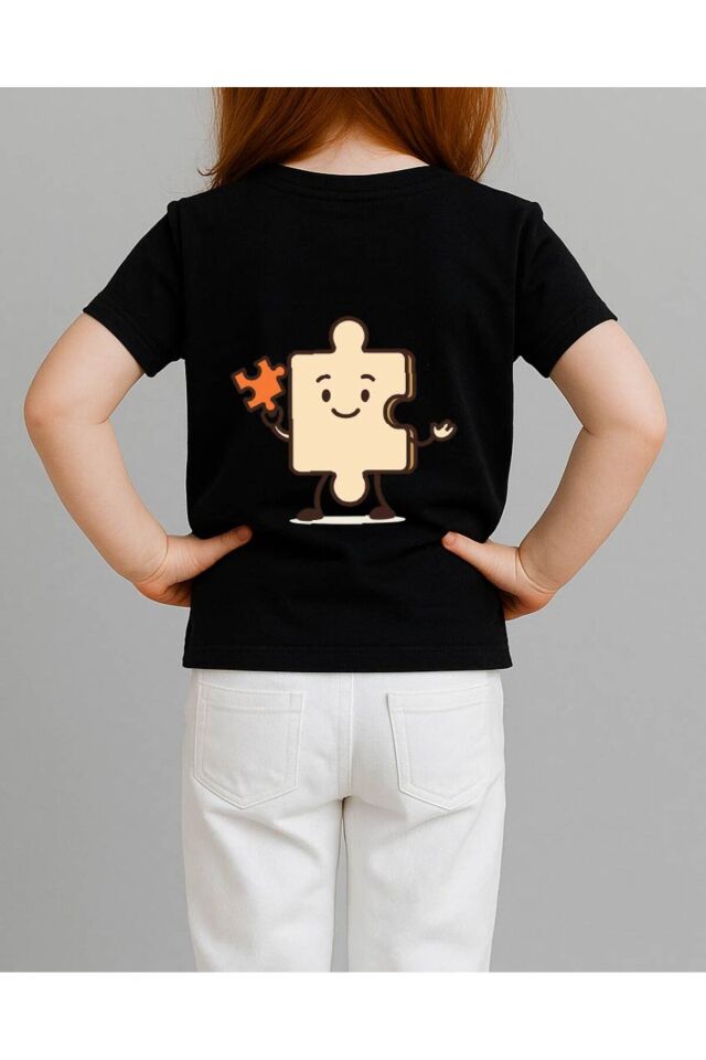 Tişört Unisex Çocuk (Yapboz) Kiz Si̇yah - 10-11 Yaş