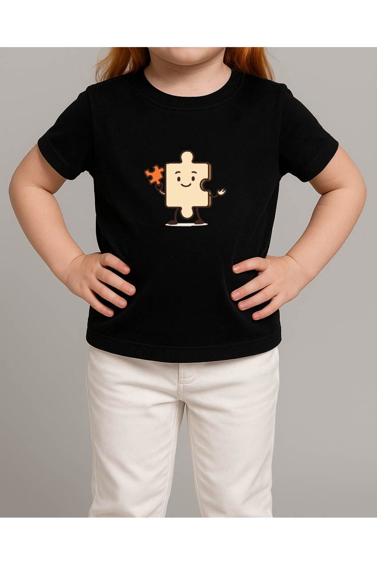 Tişört Unisex Çocuk (Yapboz) Kiz Si̇yah - 10-11 Yaş
