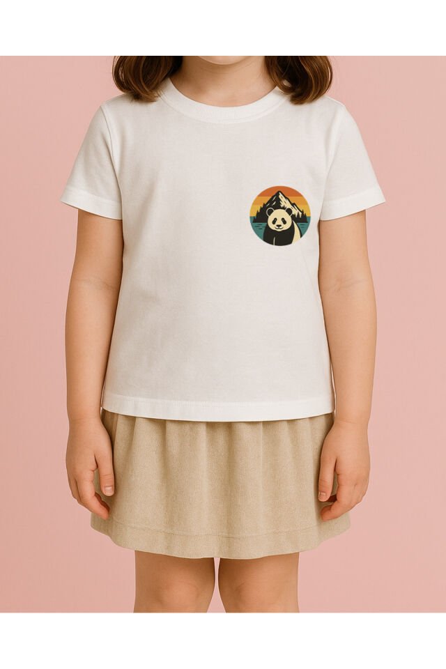 Tişört Unisex Çocuk (Dağ Panda) Kiz Beyaz - 10-11 Yaş