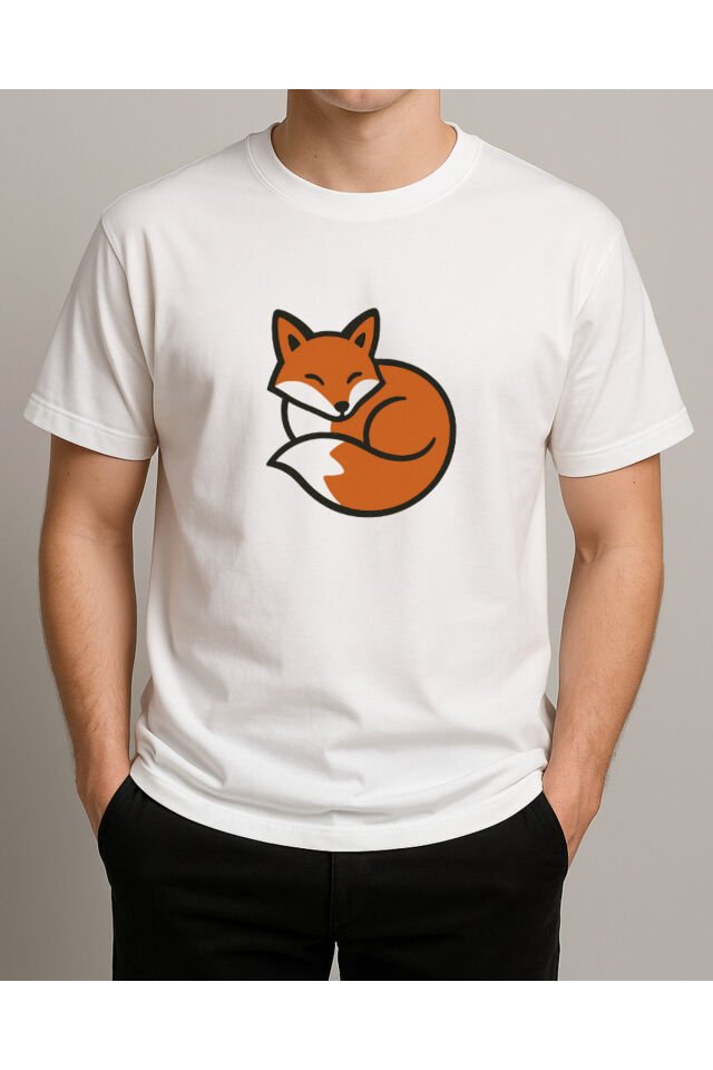 Tişört Unisex (Tilki) Erkek Beyaz - S