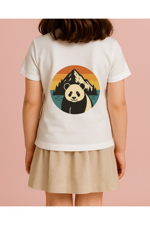 Tişört Unisex Çocuk (Dağ Panda) Kiz Beyaz - 4-5 Yaş