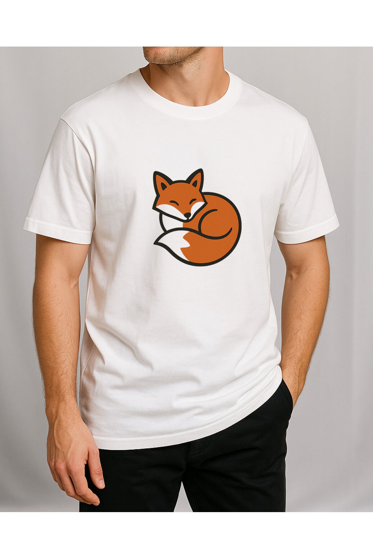 Tişört Unisex (Tilki) Erkek Beyaz - L