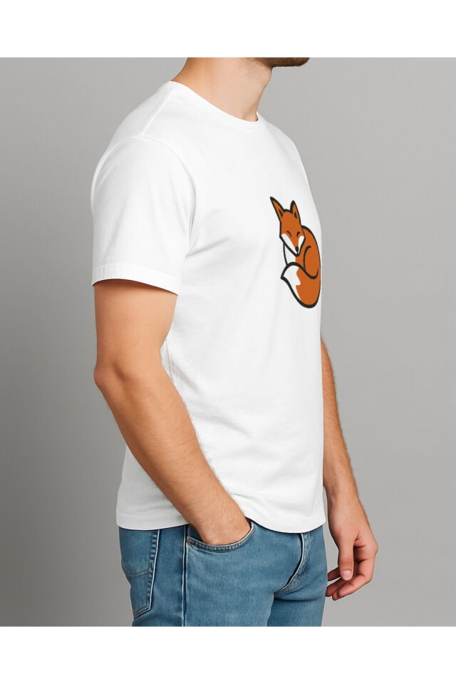 Tişört Unisex (Tilki) Erkek Beyaz - XL