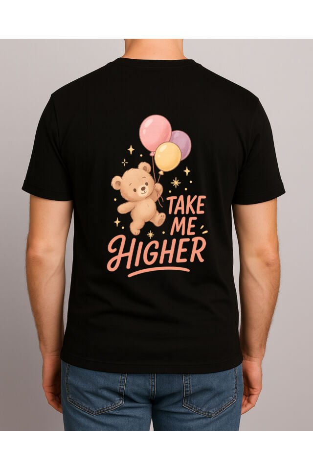 Tişört Unisex (Ayıcık Balon) Erkek Si̇yah - M