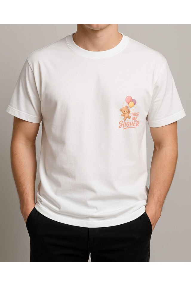 Tişört Unisex (Ayıcık Balon) Erkek Beyaz - 2XL
