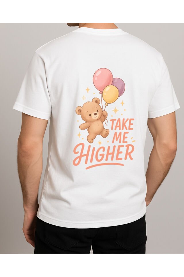 Tişört Unisex (Ayıcık Balon) Erkek Beyaz - XL