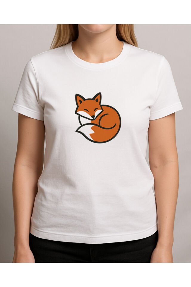 Tişört Unisex (Tilki) Kadin Beyaz - XL