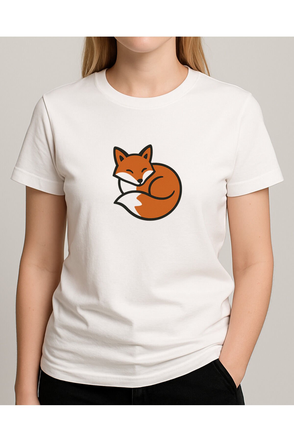 Tişört Unisex (Tilki) Kadin Beyaz - XL