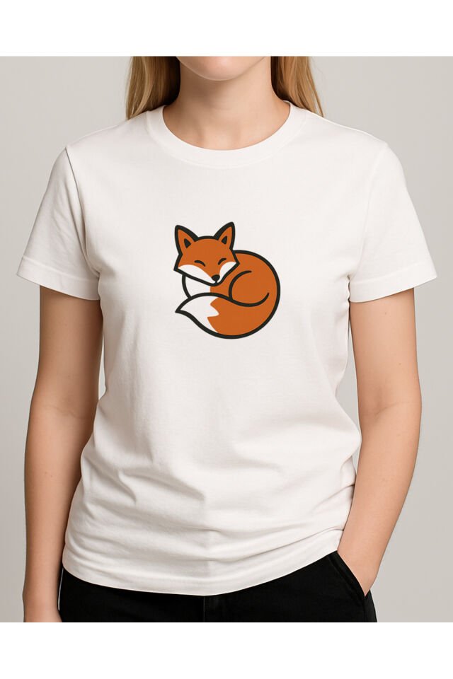 Tişört Unisex (Tilki) Kadin Beyaz - S