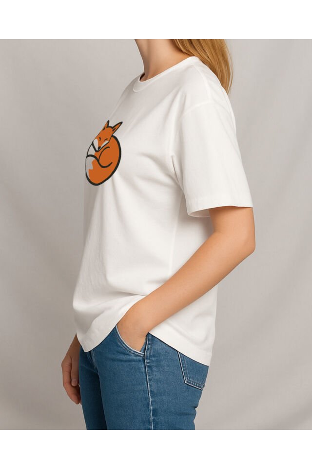 Tişört Unisex (Tilki) Kadin Beyaz - L