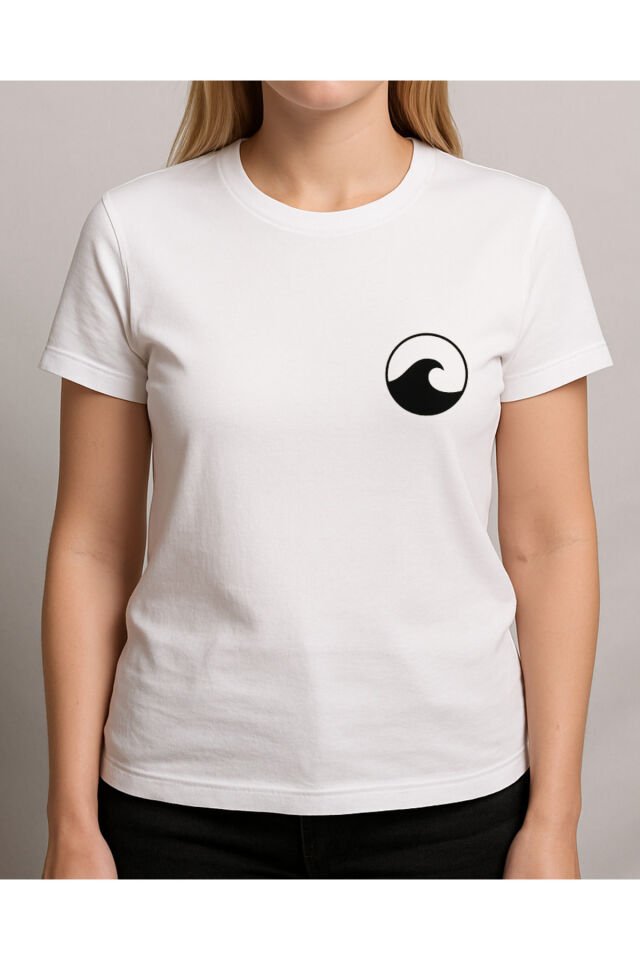 Tişört Unisex (Dalga) Kadin Beyaz - L