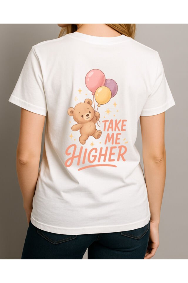 Tişört Unisex (Ayıcık Balon) Kadin Beyaz - S