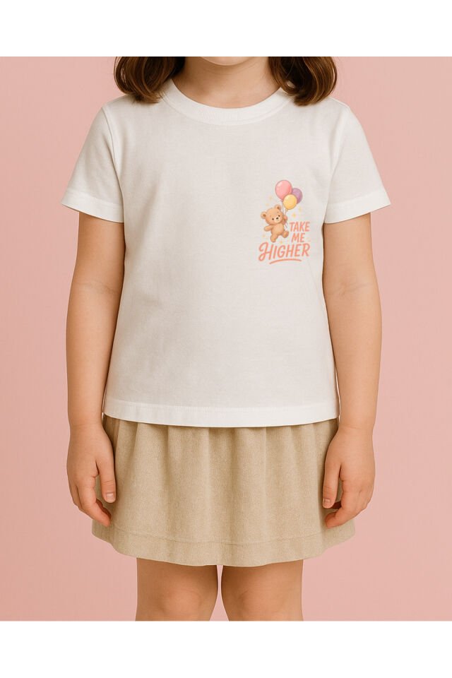 Tişört Unisex Çocuk (Ayıcık Balon) Kiz Beyaz - 4-5 Yaş