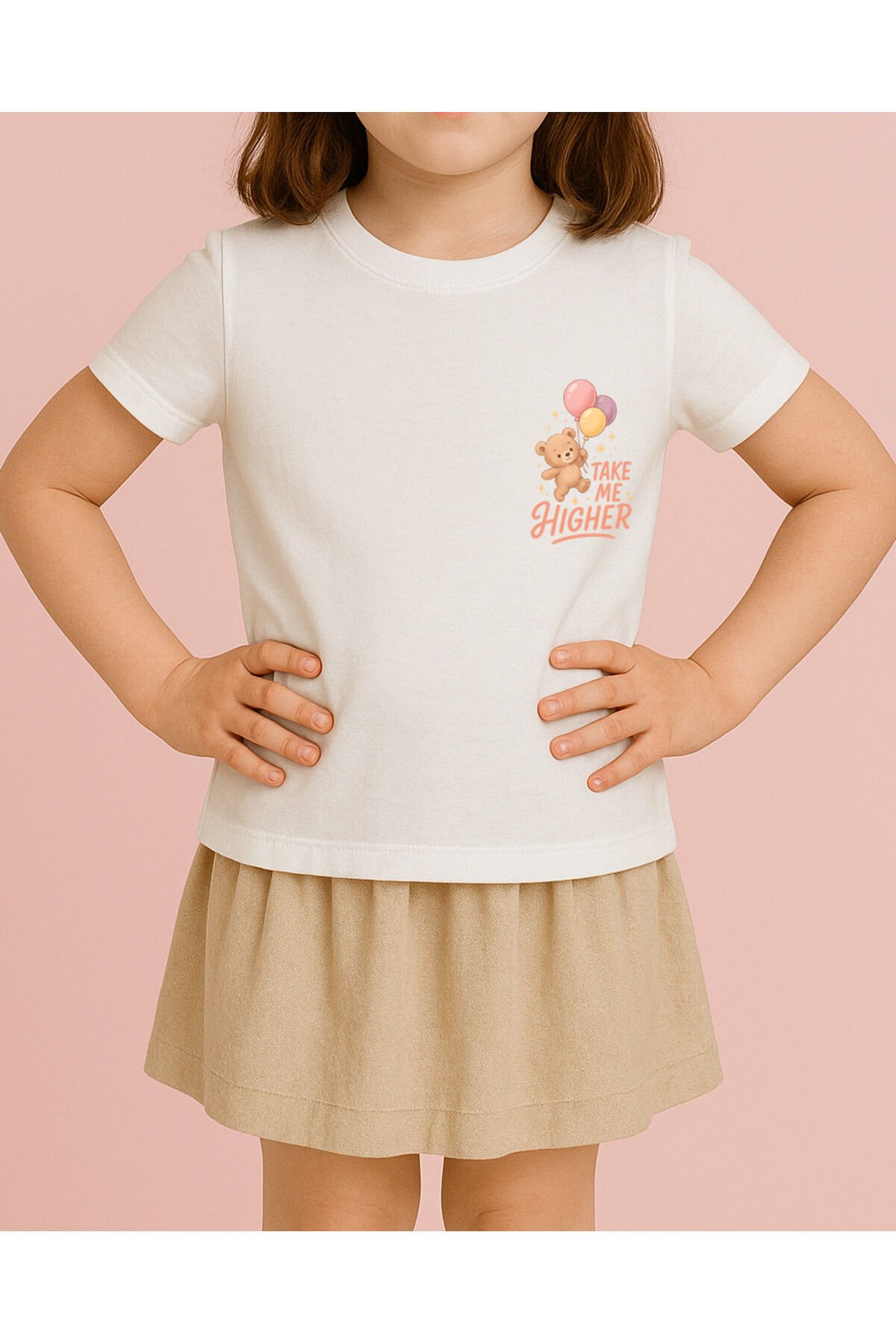 Tişört Unisex Çocuk (Ayıcık Balon) Kiz Beyaz - 4-5 Yaş