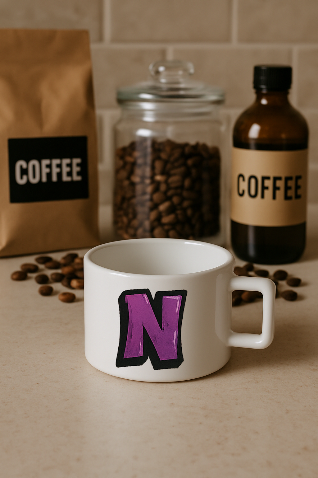 Harf Baskılı Kahve Kupası