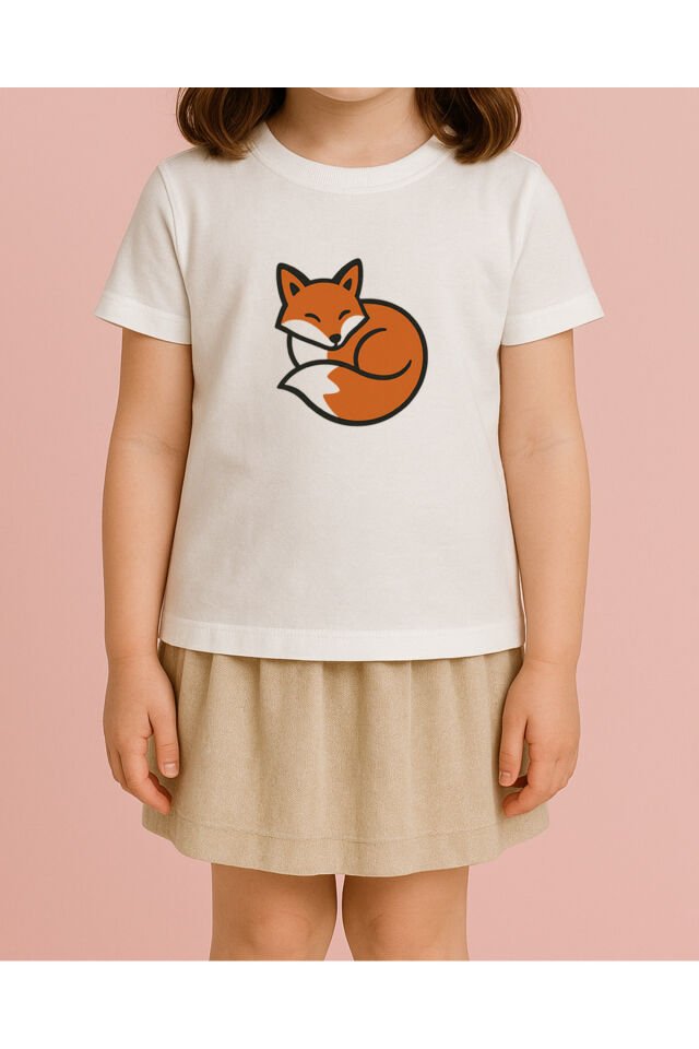 Tişört Unisex Çocuk (Tilki) Kiz Beyaz - 4-5 Yaş