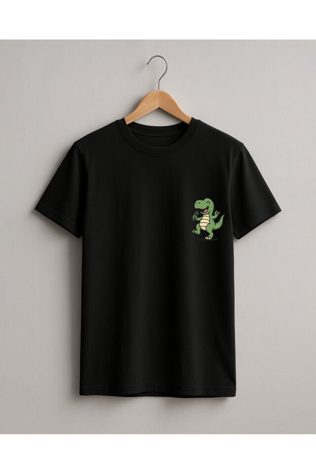 Tişört Unisex (Dinazor) Kadin Si̇yah - S