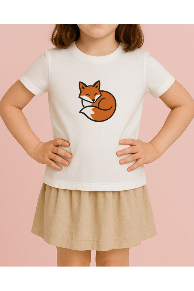 Tişört Unisex Çocuk (Tilki) Kiz Beyaz - 10-11 Yaş