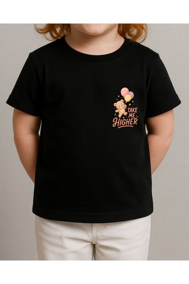 Tişört Unisex Çocuk (Ayıcık Balon) Kiz Si̇yah - 4-5 Yaş