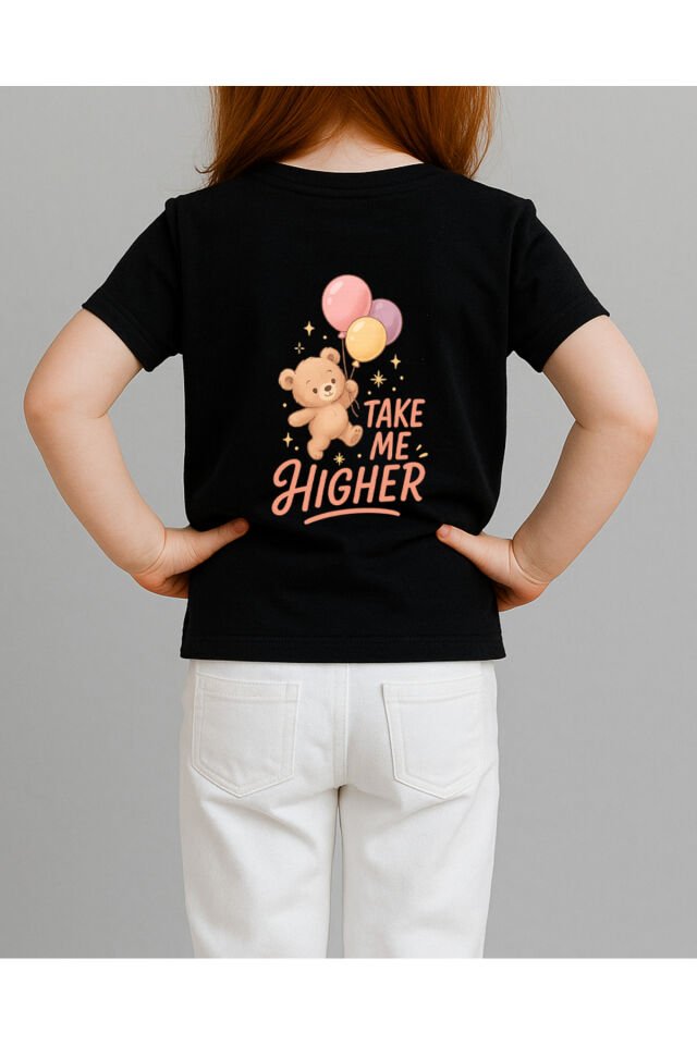 Tişört Unisex Çocuk (Ayıcık Balon) Kiz Si̇yah - 10-11 Yaş
