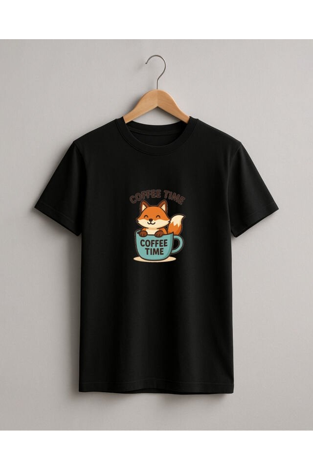 Tişört Unisex Çocuk (Tilki Coffee) Erkek Si̇yah - M