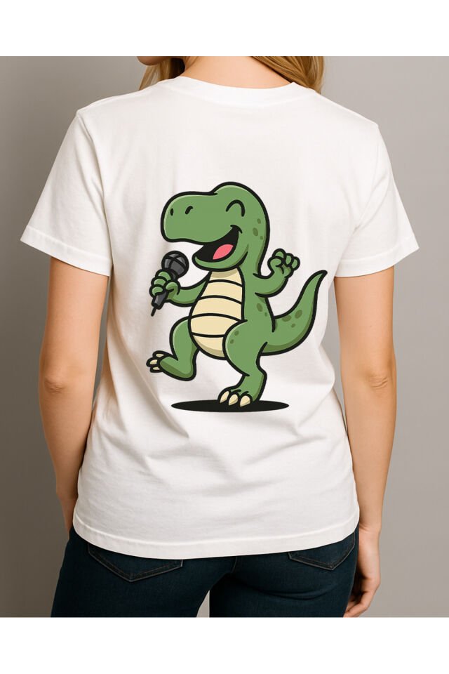Tişört Unisex (Dinazor) Kadin Beyaz - M