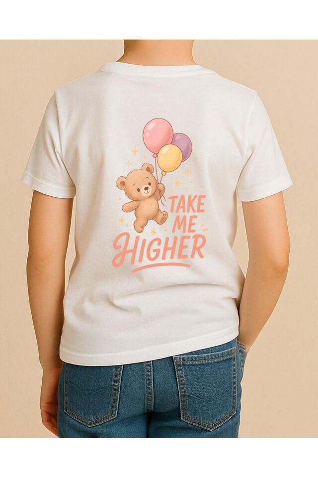 Tişört Unisex Çocuk (Ayıcık Balon) Erkek Beyaz - 10-11 Yaş