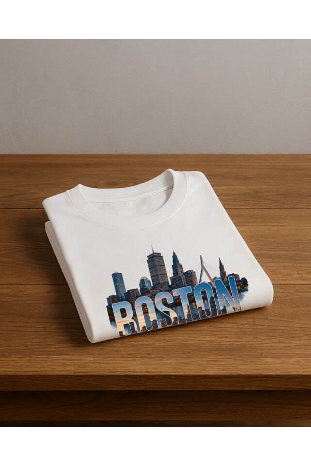 Tişört Unisex (Boston) Kadin Beyaz - M