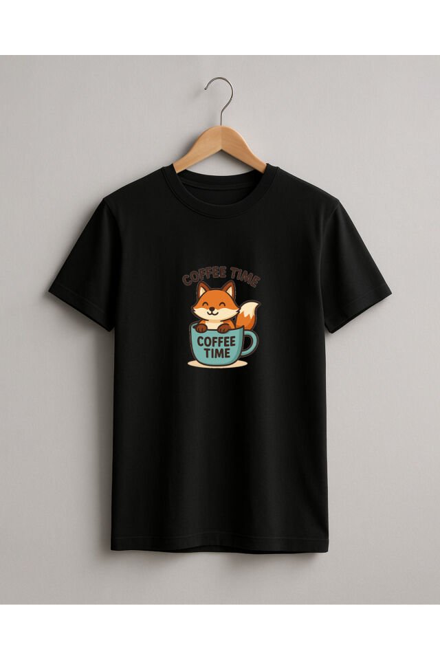 Tişört Unisex Çocuk (Tilki Coffee) Kadin Si̇yah - S