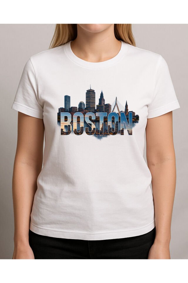 Tişört Unisex (Boston) Kadin Beyaz - XL