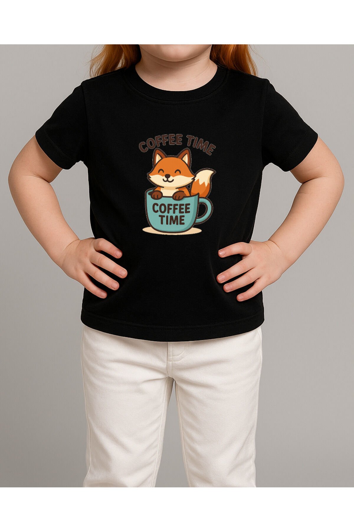 Tişört Unisex Çocuk (Tilki Coffee) Kadin Si̇yah - L