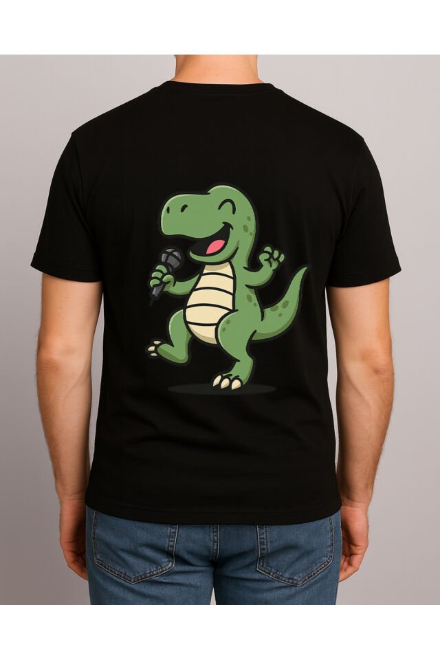 Tişört Unisex (Dinazor) Erkek Si̇yah - 2XL