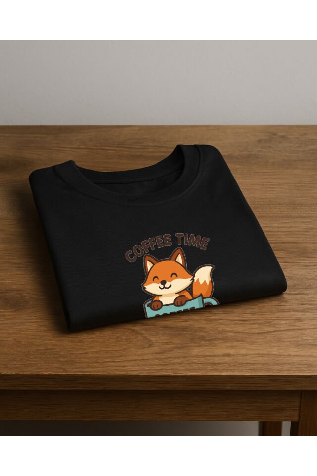Tişört Unisex Çocuk (Tilki Coffee) Kadin Si̇yah - XL