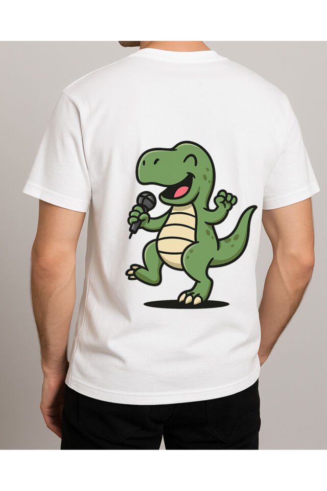 Tişört Unisex (Dinazor) Erkek Beyaz - 2XL