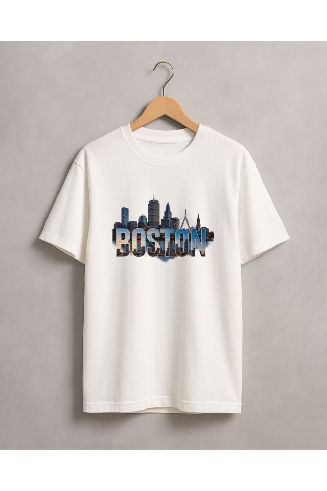 Tişört Unisex (Boston) Erkek Beyaz - M