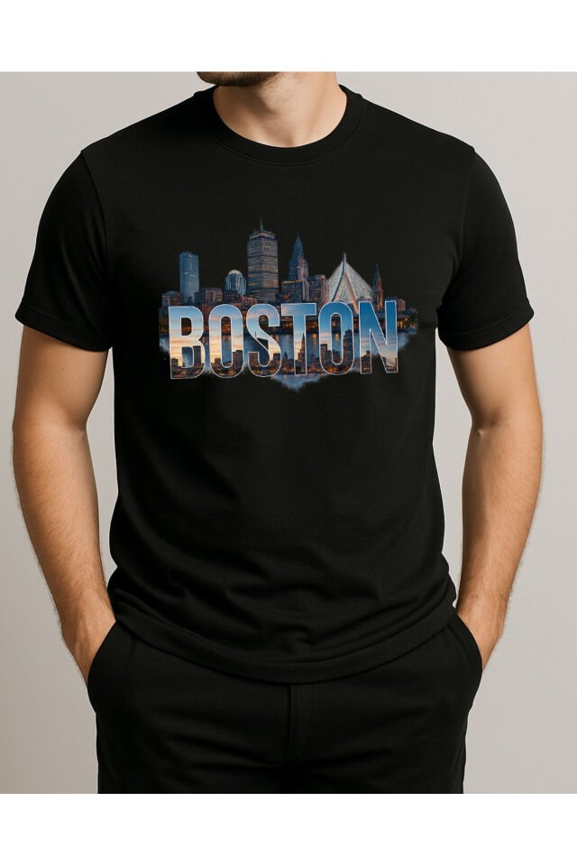 Tişört Unisex (Boston) Erkek Si̇yah - XL