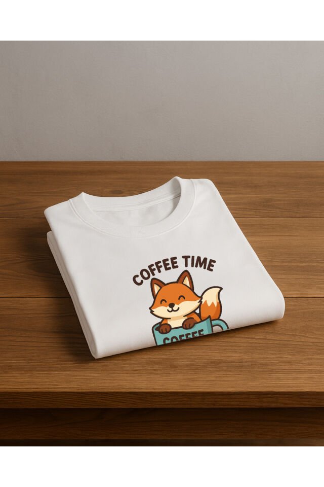 Tişört Unisex Çocuk (Tilki Coffee) Kadin Beyaz - M