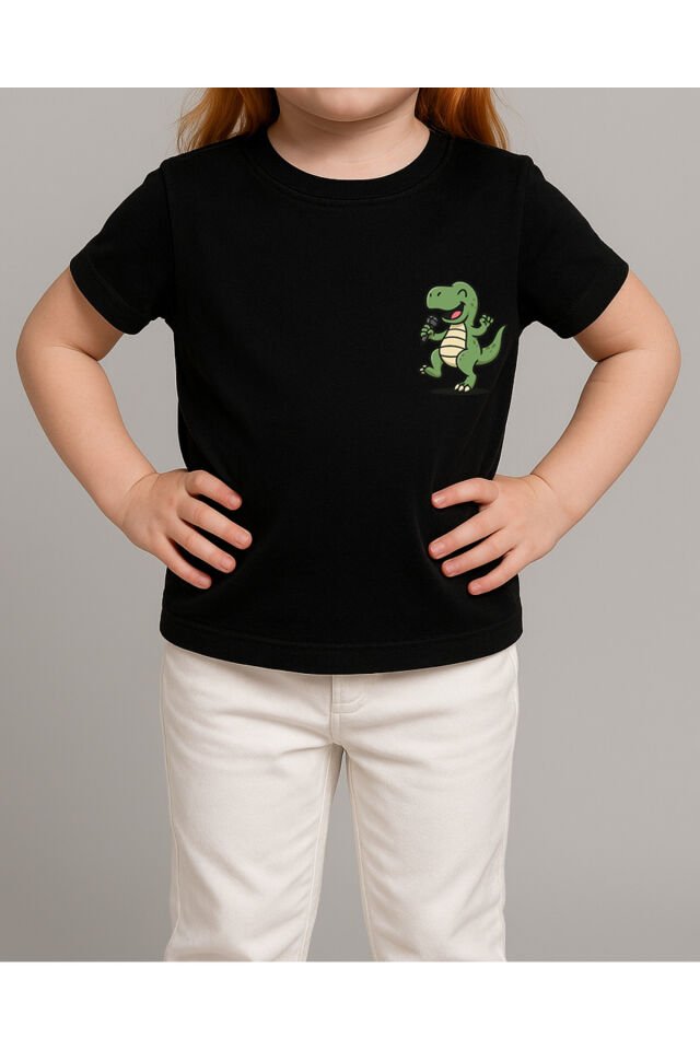 Tişört Unisex Çocuk (Dinazor) Kiz Si̇yah - 4-5 Yaş