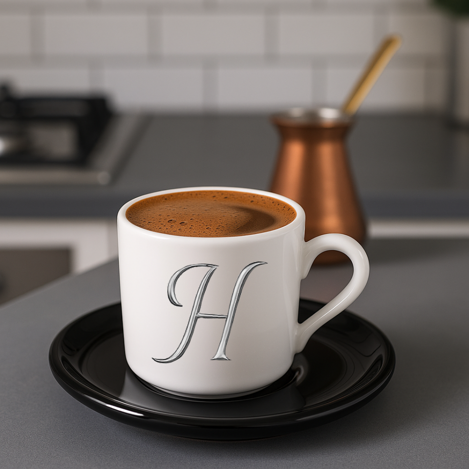 Türk Kahvesi Fincanı Harf Baskılı
