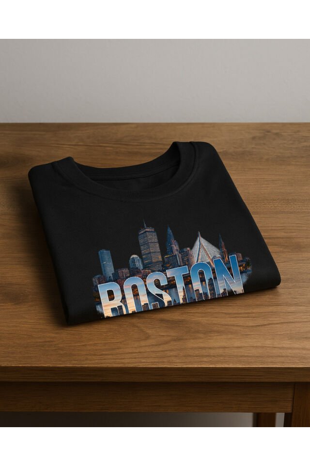 Tişört Unisex (Boston) Kadin Si̇yah - S