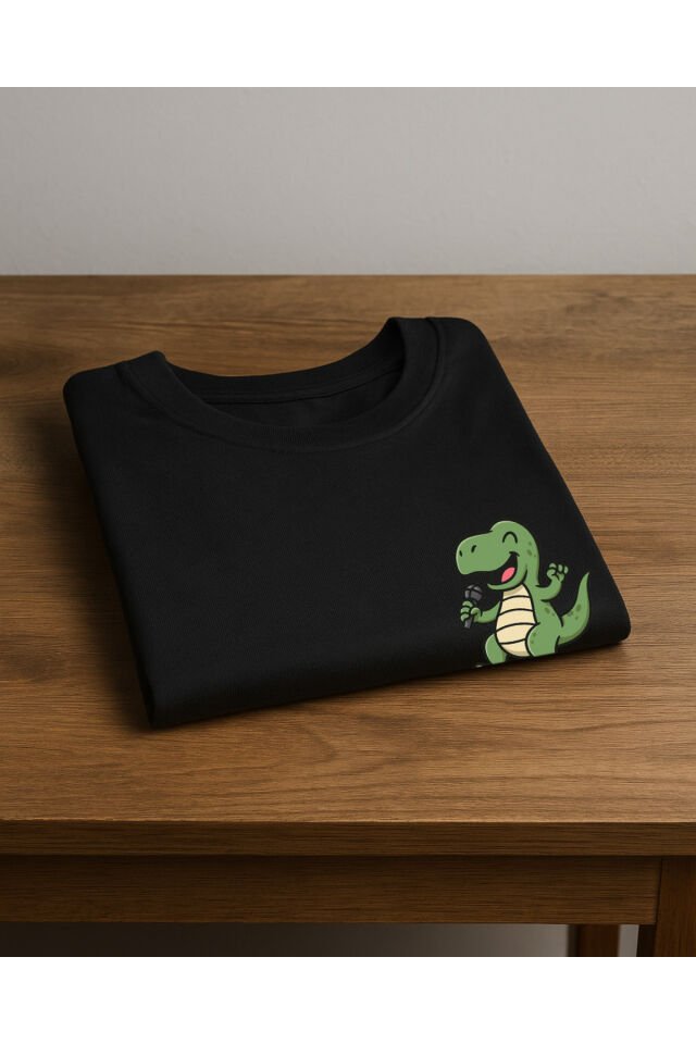 Tişört Unisex Çocuk (Dinazor) Erkek Si̇yah - 10-11 Yaş
