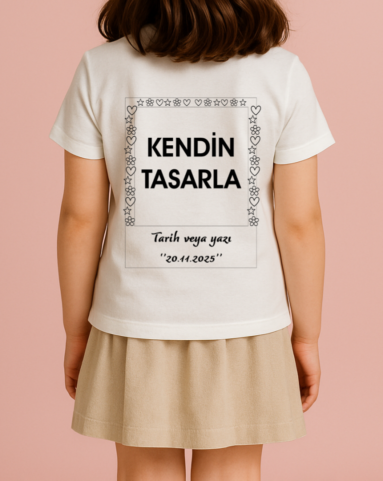 Kendin Tasarla Tişört Kız Çocuk-Poloroid