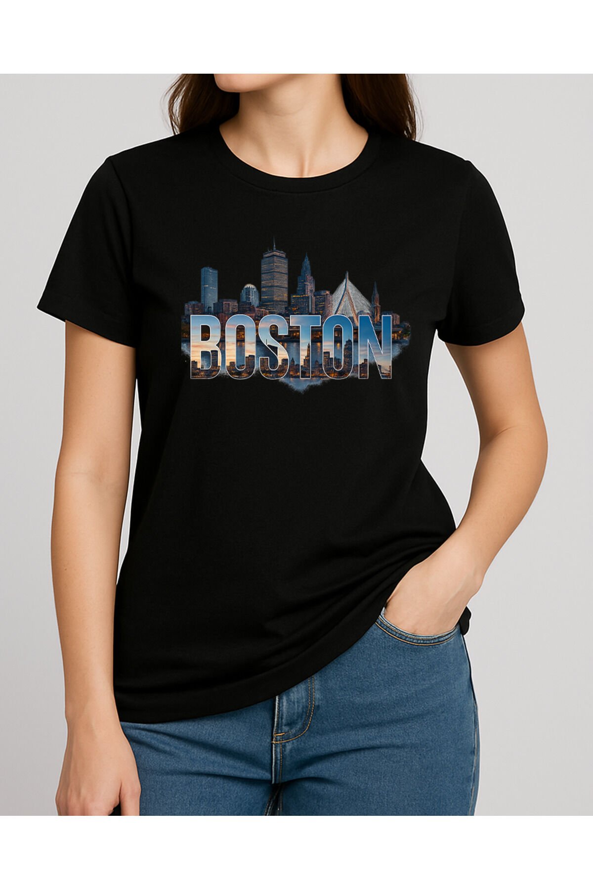 Tişört Unisex (Boston) Kadin Si̇yah - 4-5 Yaş