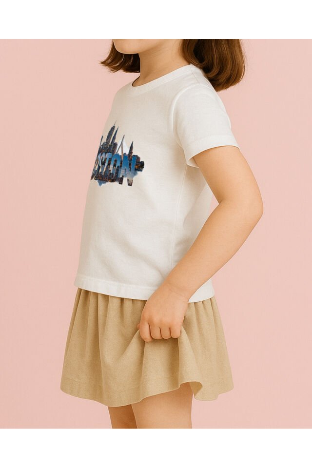 Tişört Unisex Çocuk (Boston) Kiz Beyaz - 4-5 Yaş