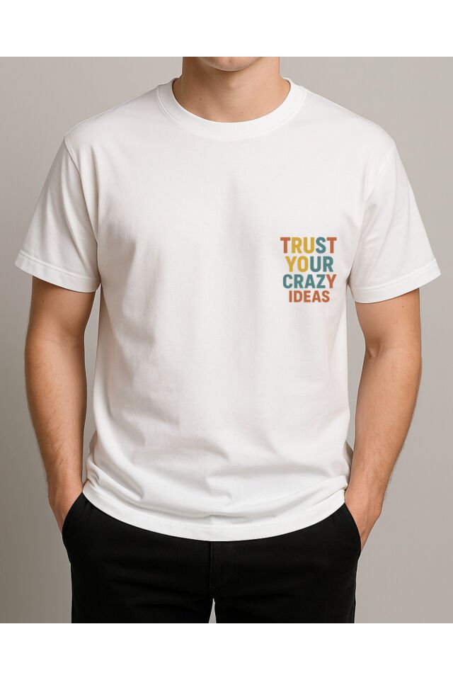 Tişört Unisex (Trust Your) Erkek Beyaz - XL