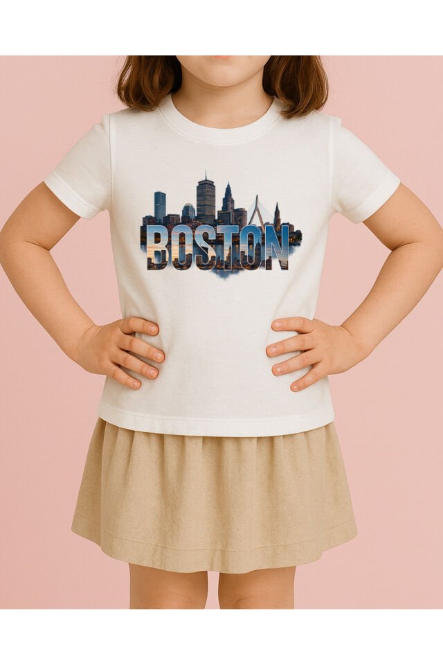 Tişört Unisex Çocuk (Boston) Kiz Beyaz - 10-11 Yaş